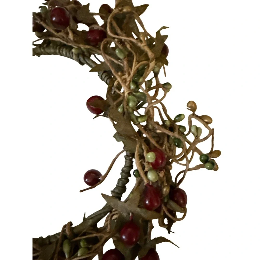 Rustic Berry Wreath Candle Ring Country Farmhouse Decor‎ 10